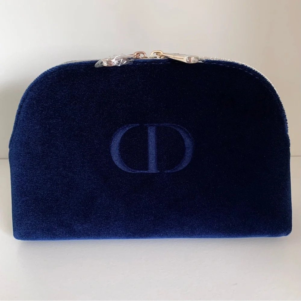 Dior navy velvet zippy pouch